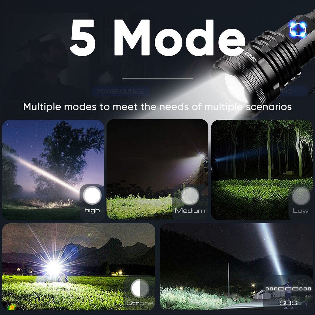 Rechargeable Flashlight – XHP70.2 Tactical Zoom LED Torch
