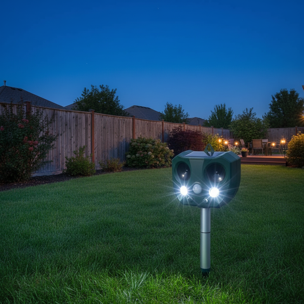 Solar Ultrasonic Raccoon & Squirrel Repeller – Outdoor Garden Deterrent