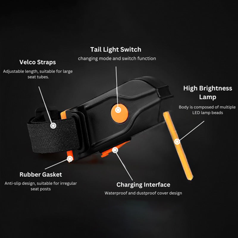 LED Bike Tail Light – Rechargeable Bicycle Rear Light, 6 Colors