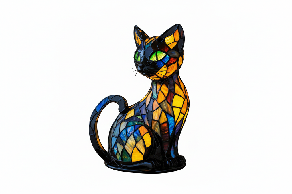 Stained glass cat lamp - new angle