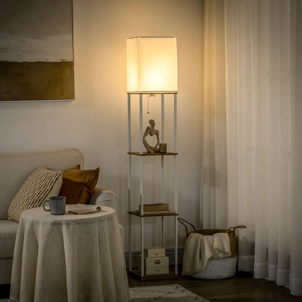 3-Tier Floor Lamp with Storage Shelves