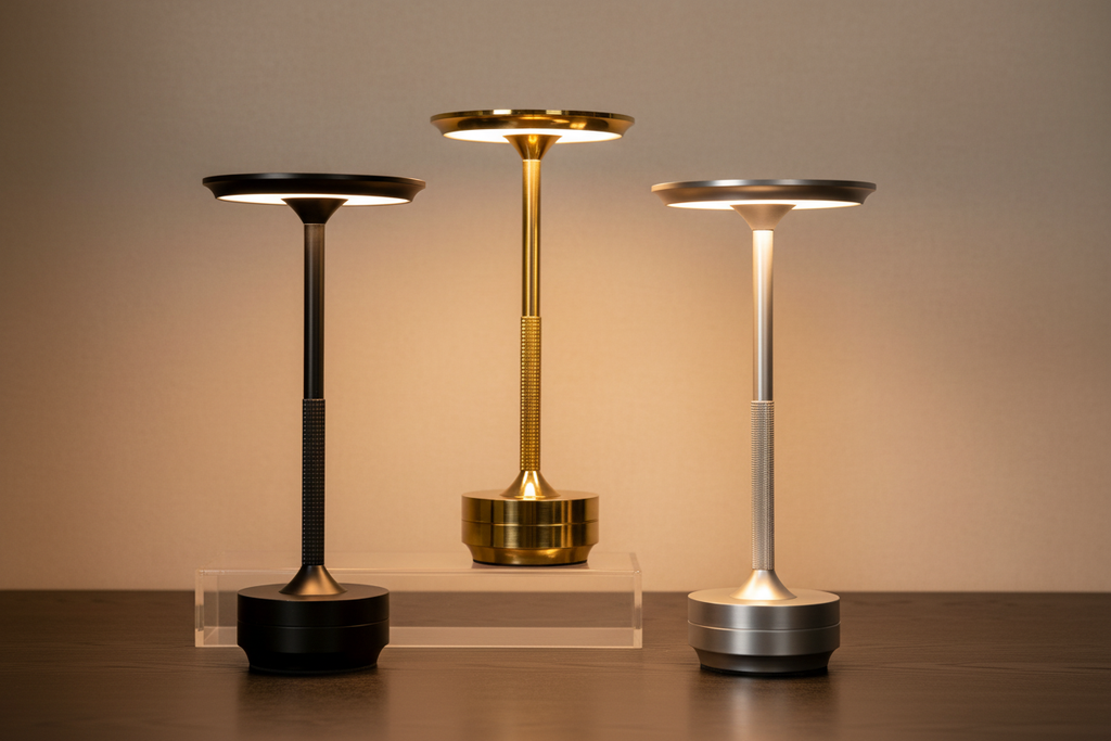 Three LED lamps - modern interior background