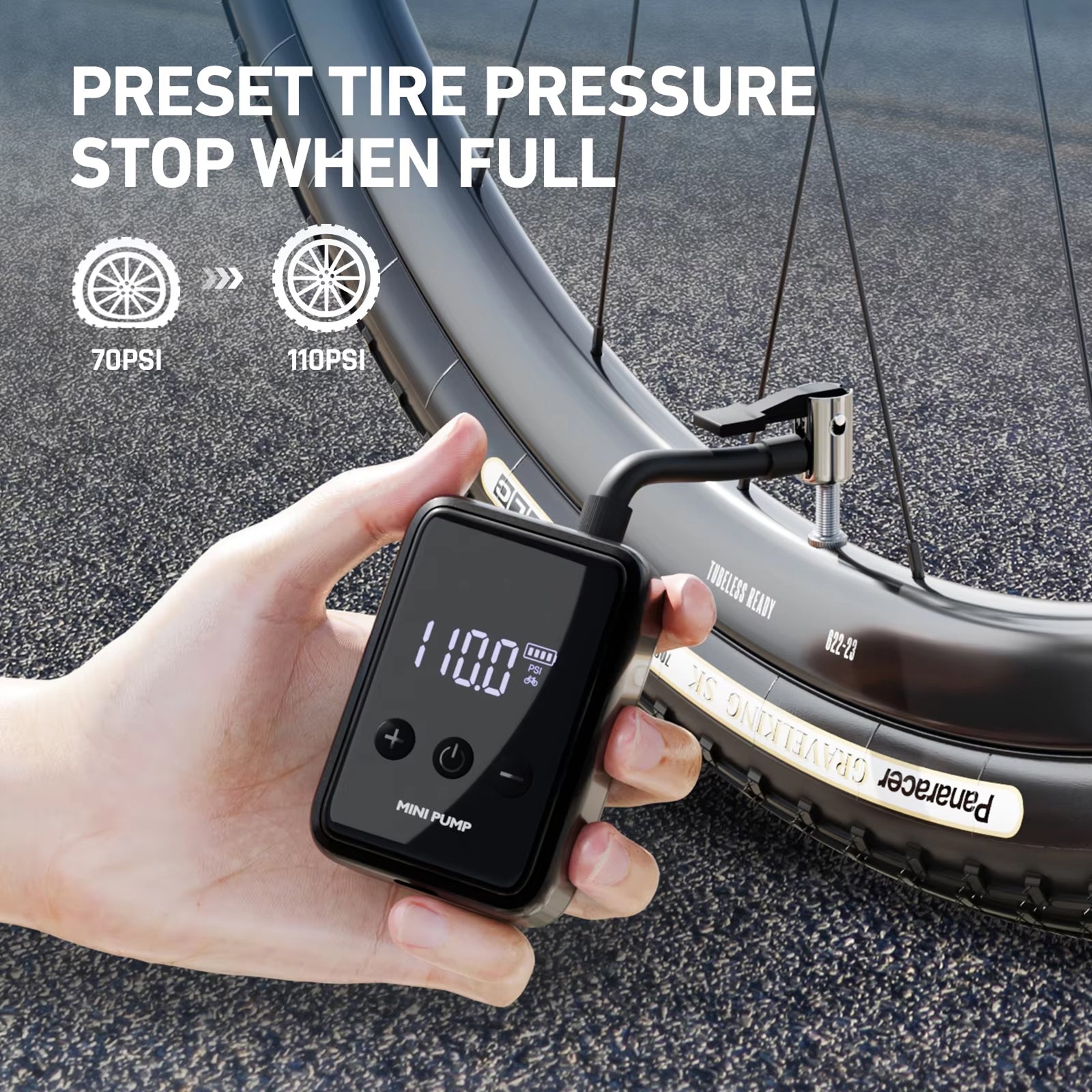 Electric Bike Pump – Digital Portable Mini Pump with Pressure Display