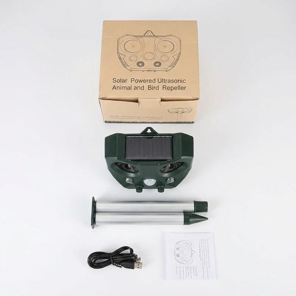 Solar Ultrasonic Raccoon & Squirrel Repeller – Outdoor Garden Deterrent