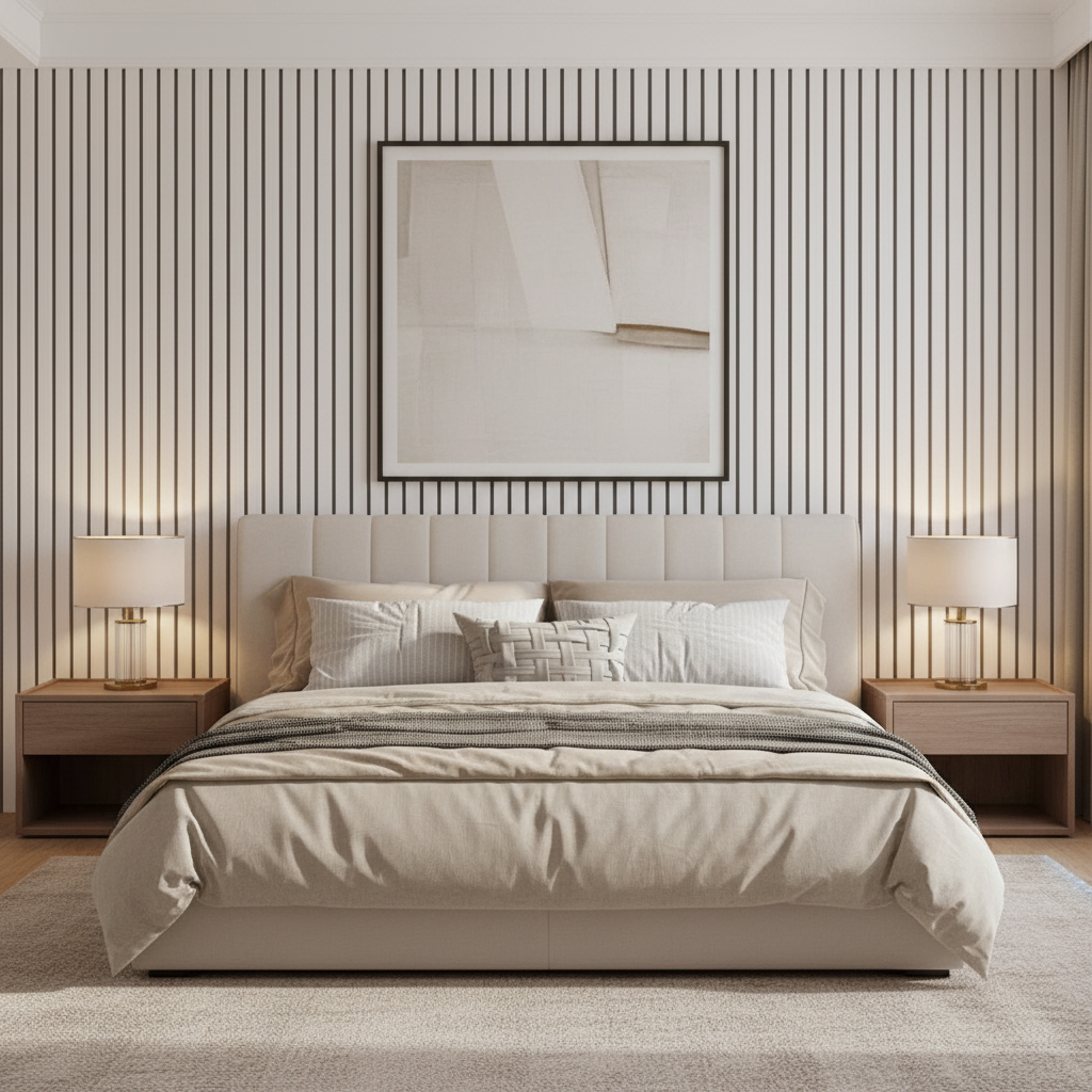 White Stripe Lifestyle Bedroom