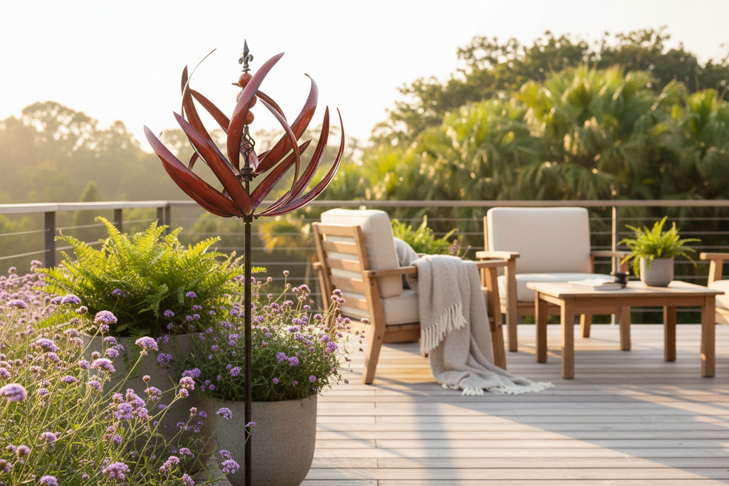 Metal Wind Spinner for Garden – Lotus Kinetic Stake