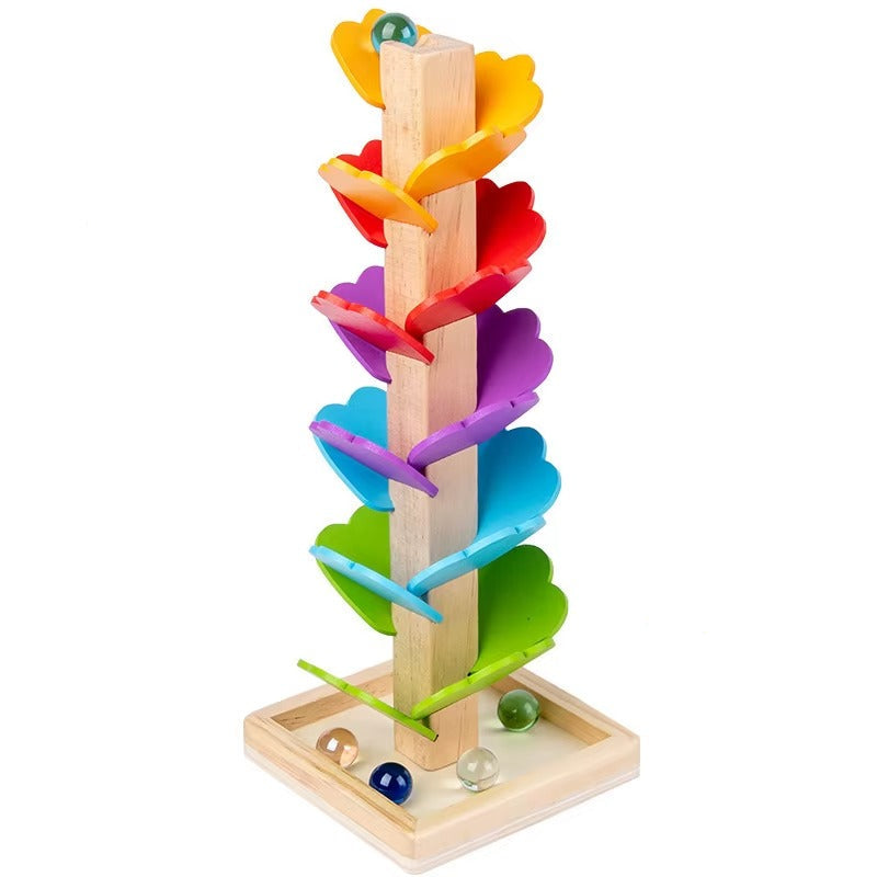 Wooden Marble Run Toddler Marble Tower – Montessori Educational Sensory Toy for 2-Year-Olds | STEM Wooden Toy Set