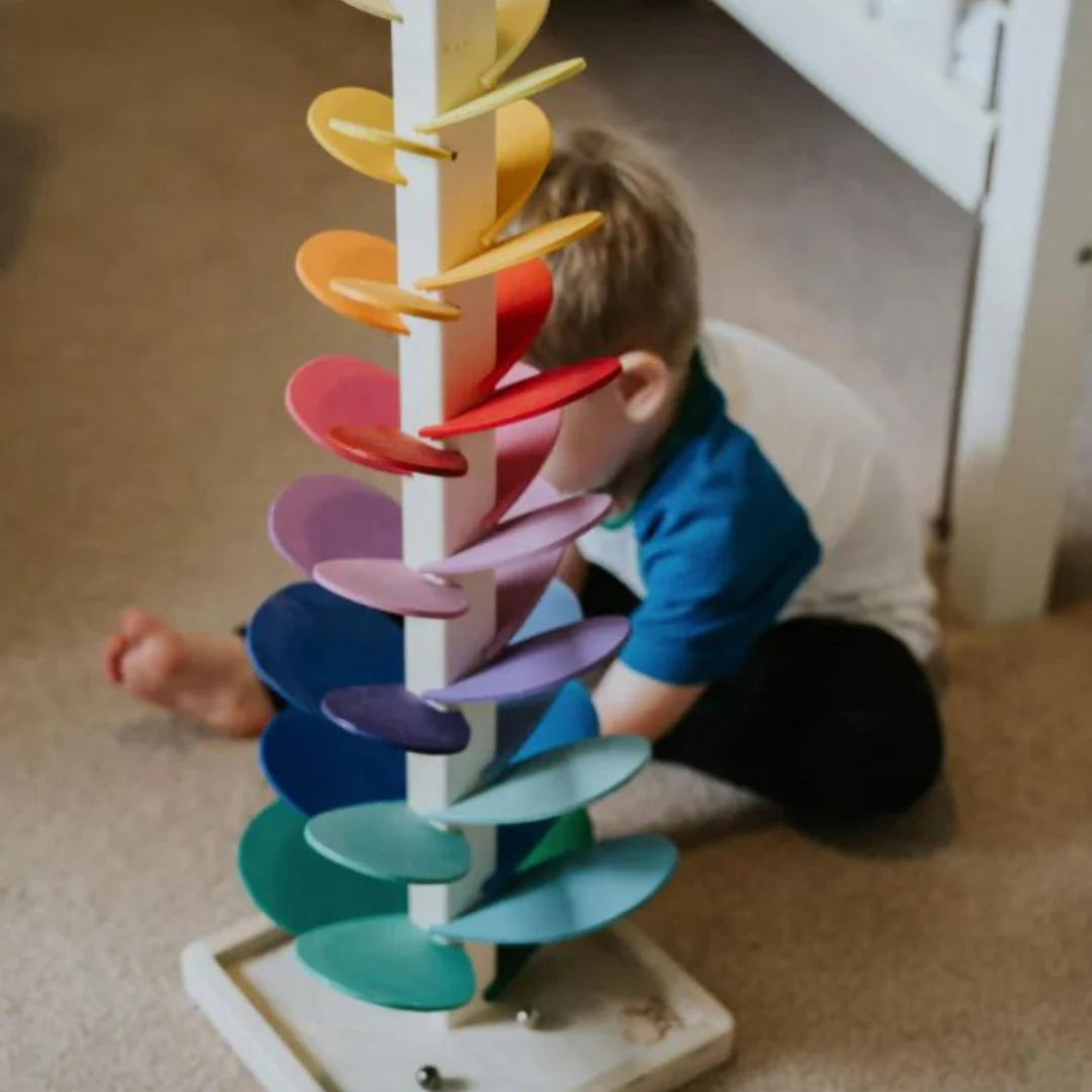 Wooden Marble Run Toddler Marble Tower – Montessori Educational Sensory Toy for 2-Year-Olds | STEM Wooden Toy Set