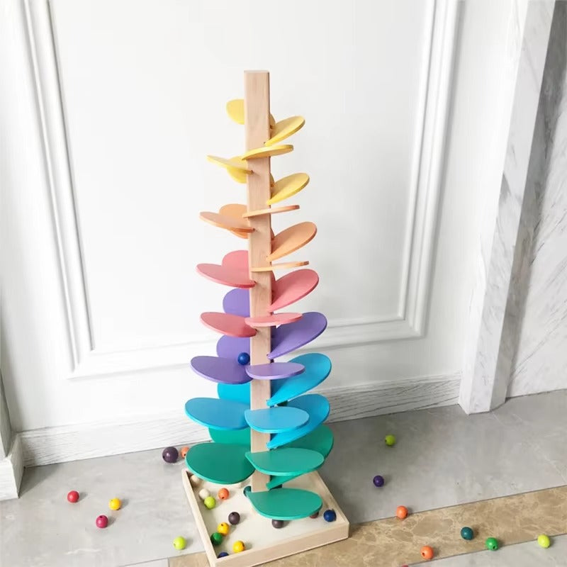 Wooden Marble Run Toddler Marble Tower – Montessori Educational Sensory Toy for 2-Year-Olds | STEM Wooden Toy Set