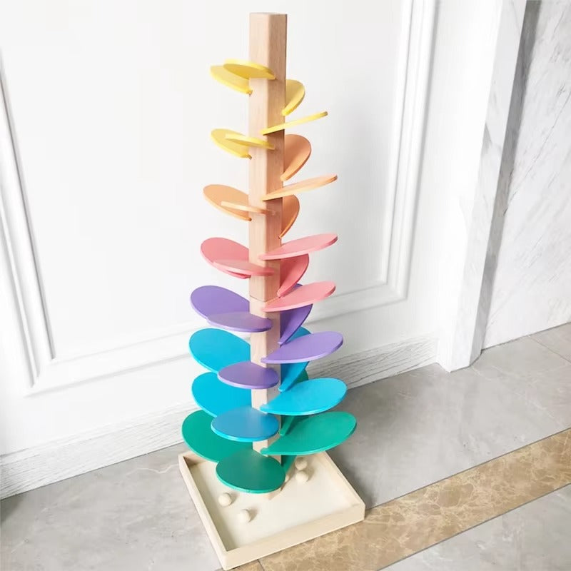 Wooden Marble Run Toddler Marble Tower – Montessori Educational Sensory Toy for 2-Year-Olds | STEM Wooden Toy Set