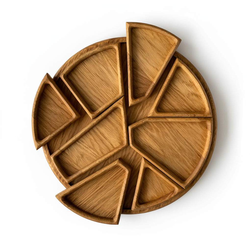 Wooden Round Serving Tray - White Background