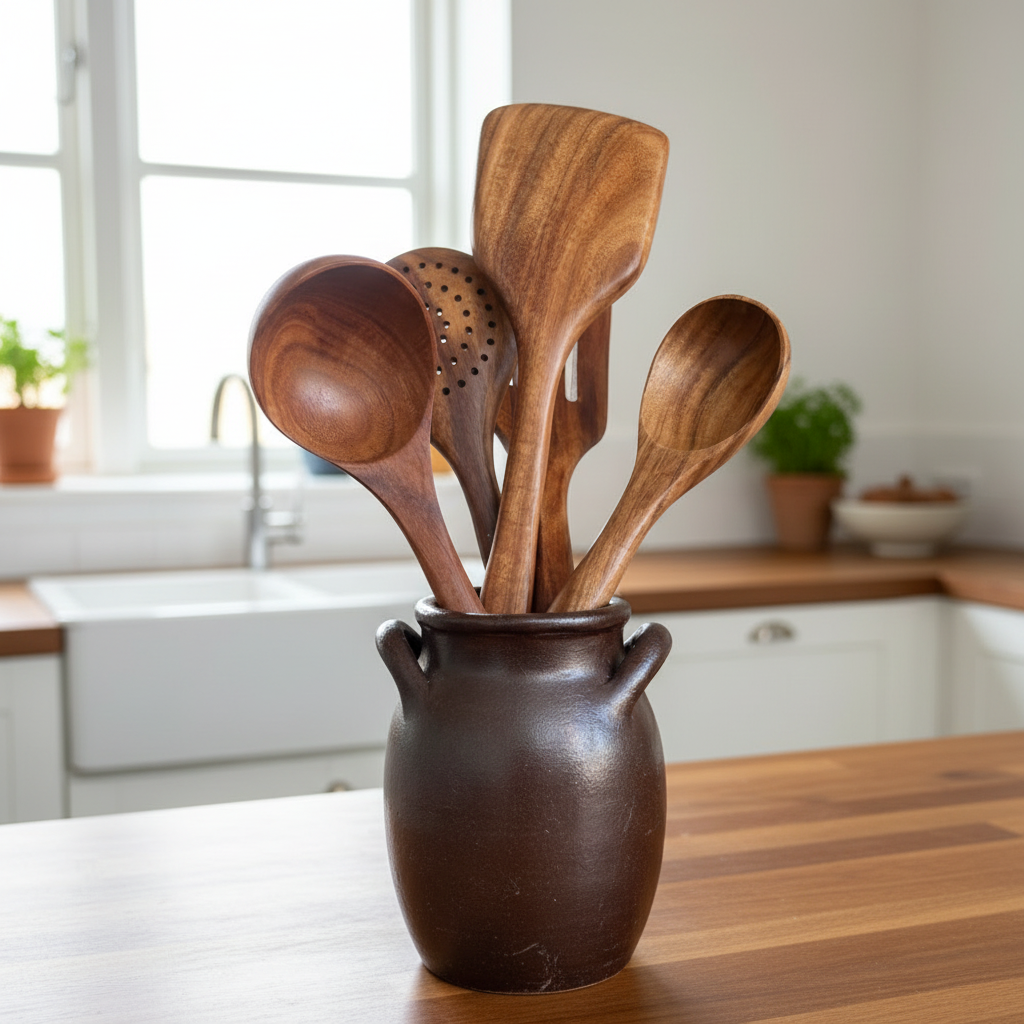 Wooden Utensils Lifestyle Crock
