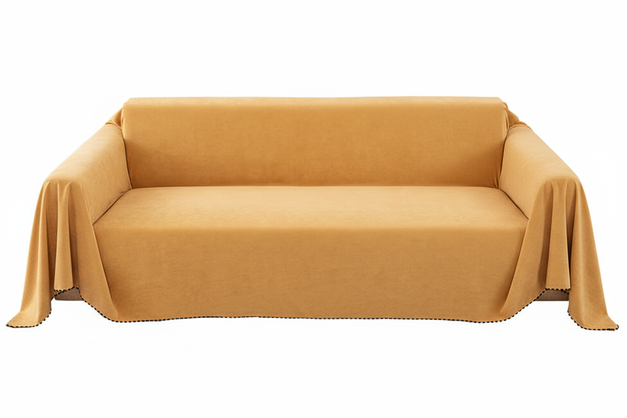 Yellow Sofa Cover White Background